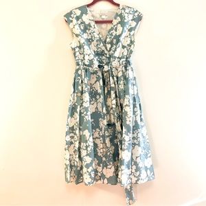 Garnet Hill full tie waist lined floral dress